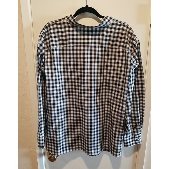 Womens Plus Chaps Blouse Shirt Size 3X Black White Plaid Cotton L/Sleeve - Picture 4 of 11